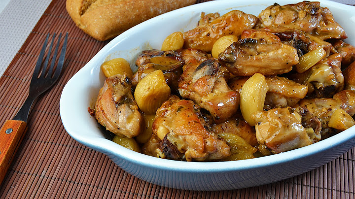 Συνταγή με κοτόπουλο σκόρδου στο φούρνο (ισπανική κουζίνα).
